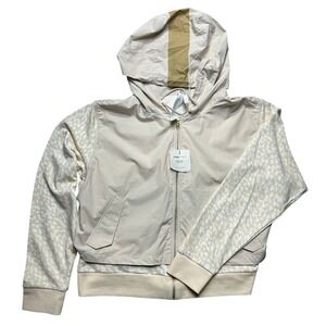 Fabletics Lisi Boxy Jacket Womens XXL Cream Tan Fleece Athleisure Hoodie